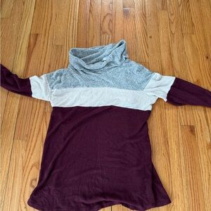Colorblock Cowl Neck Sweater